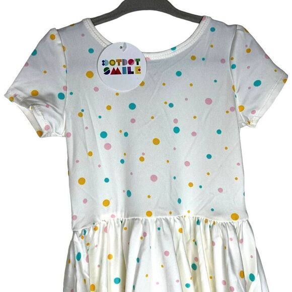 NEW Dot Dot Smile White Multicolor Spots Cap Sleeve Dress 2T - Picture 5 of 8
